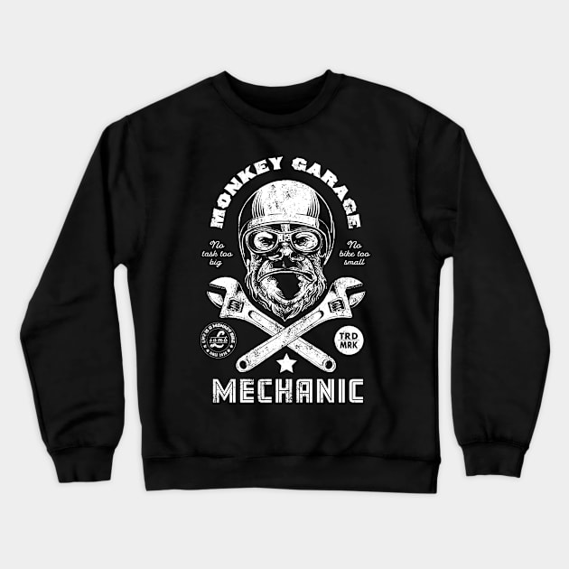 Monkey Bike Crewneck Sweatshirt by Black Tee Inc